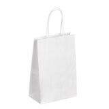 Sac kraft blanc poignées torsadées 21 x 14 x 8 cm - Carton de 50