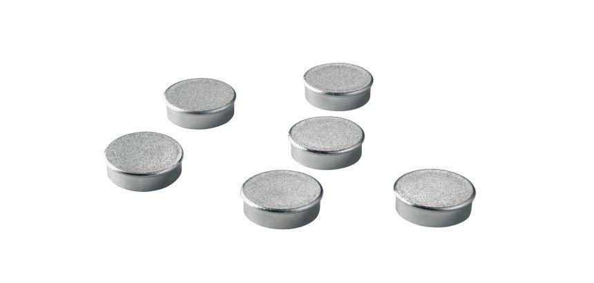 Plots magnétiques-aimants Ø 20 mm argentés - Lot de 6
