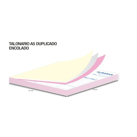 Talonarios personalizados A5 duplicado y encolado 2+0 tintas