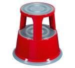 Tabouret marchepied roulant métal 2 marches - rouge