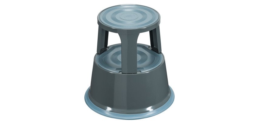 Mobile step stool in metal with 2 steps 