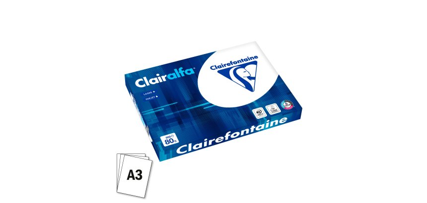 Ramette papier Clairefontaine Clairalfa A3 80 g - 500 feuilles - blanc