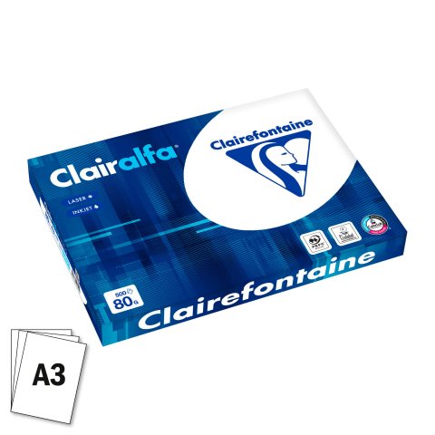 Papel blanco A3 80 g Clairefontaine Clairalfa - paquete de 500 hojas