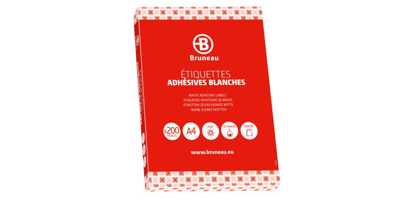 Etiquetas blancas de direcciones 70 x 35 mm Bruneau - Caja de 200 hojas