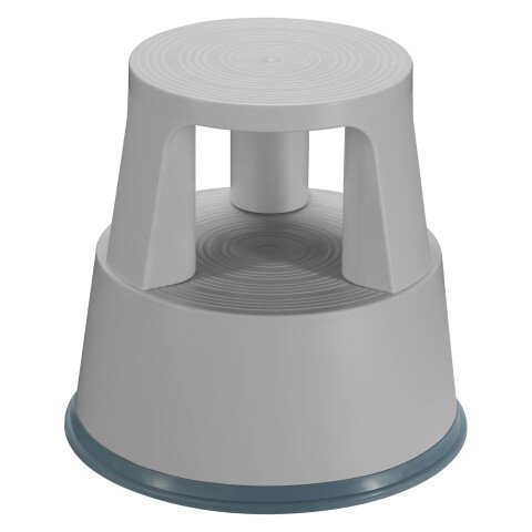 Taburete móvil plástico 2 peldaños gris