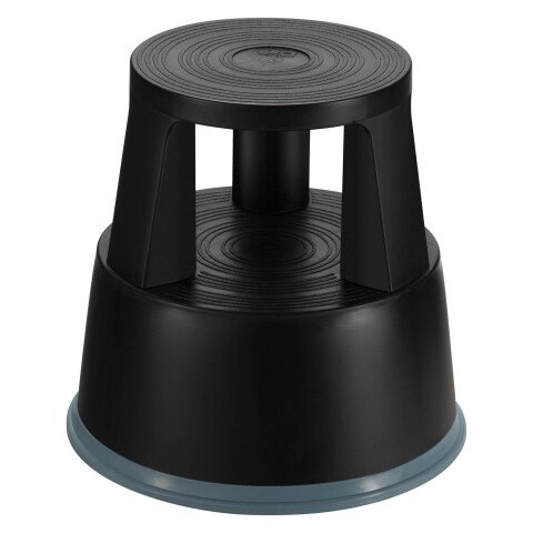 Taburete móvil plástico 2 peldaños negro