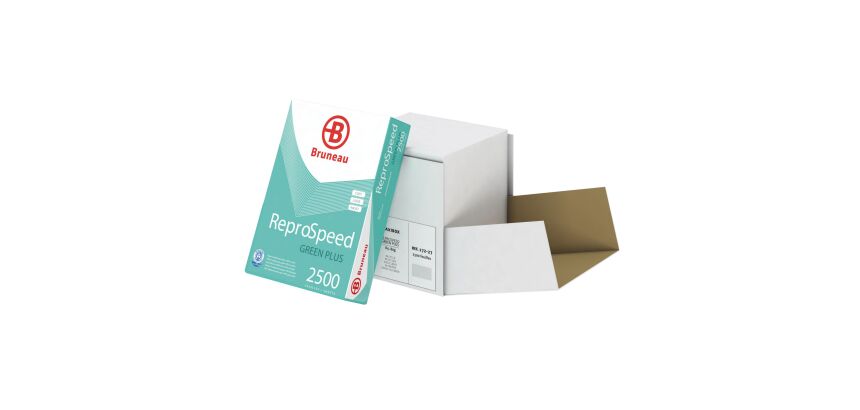 Papier 100 % recyclé A4 blanc 80 g Bruneau Reprospeed Green Plus - Boîte de 2500 feuilles
