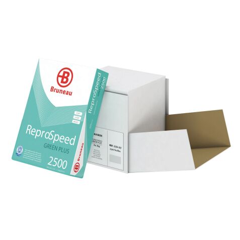 Papier 100 % recyclé A4 blanc 80 g Bruneau Reprospeed Green Plus - Boîte de 2500 feuilles