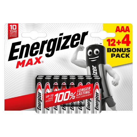 Blister of 12 batteries + 4 free LR3 Energizer Max