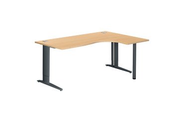 Bureau compact Excellens Métal Plus piètement L fixe ou réglable au montage