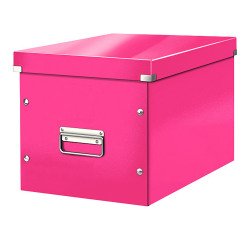 Caja de almacenamiento de cartón Leitz Click & Store Wow Cube Formato L color rosa