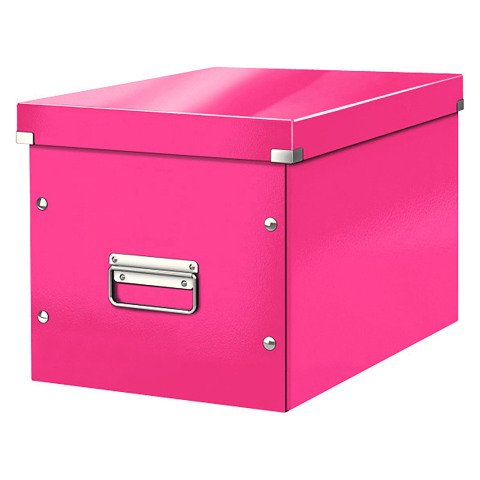 Caja de almacenamiento de cartón Leitz Click & Store Wow Cube Formato L color rosa