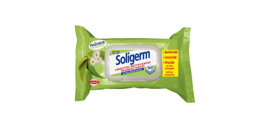 Lingettes nettoyantes désinfectantes Soligerm - paquet de 100