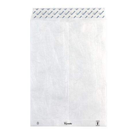 Omslag zonder balg in wit plastic 229 x 324 mm Tyvek 55 g - pak van 20