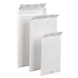 Omslag zonder balg in wit plastic 162 x 229 mm Tyvek 55 g - pak van 20