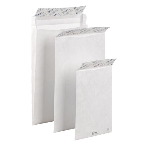 Umschlag ohne Balg in weißem Plastik 162 x 229 mm Tyvek 55 g - Pack von 20