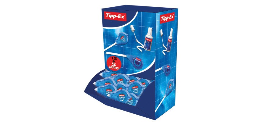 Pack 15 + 5 correcteurs à sec Tipp-Ex Easy Refill largeur 5 mm – Longueur 14 m.