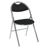 Chaises pliantes SUPER CONFORT noire - tissu non feu allumette piétement chrome