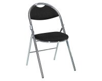 Chaises pliantes Super Confort tissu non feu allumette piétement chrome - noir