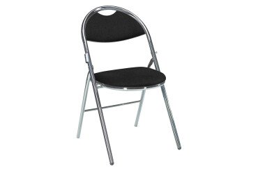 Chaises pliantes SUPER CONFORT noire - tissu non feu allumette piétement chrome