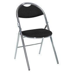 Chaises pliantes Super Confort tissu non feu allumette piétement chrome - noir