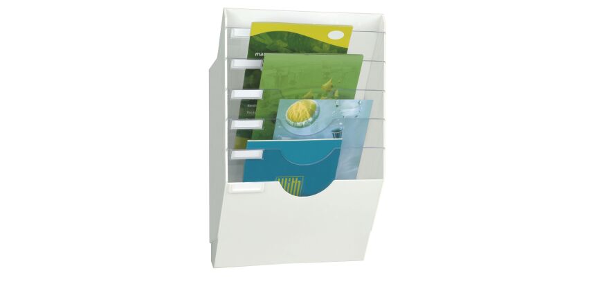 Expositor de pared blanco de 6 compartimentos Cep