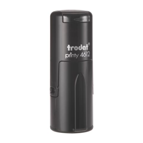 Trodat Printy 4612 Redondo sello con texto personalizado 2 líneas monocromo carcasa Negra