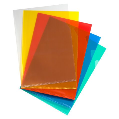 Box, 100 corner files Bruneau, transparent, Polypropylene 9/100th, assorted colours