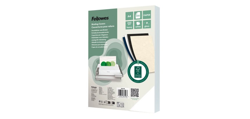 Couverture de reliure carton 250 g Fellowes blanche - Paquet de 100