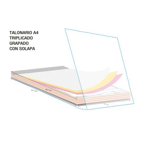 Talonarios personalizados A4 triplicado y grapado 2+0 tintas