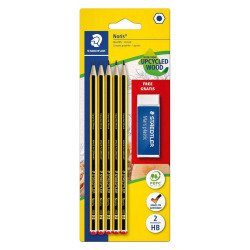 Pack de 5 crayons à papier Staedtler Noris HB + 1 gomme offerte