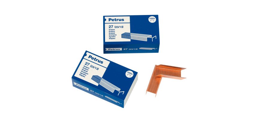 Caja de 1000 grapas cobreadas Petrus 23/13