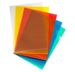 Doos 100 doorzichtige mapjes Bruneau polypropyleen 12/100 geassorteerde kleuren