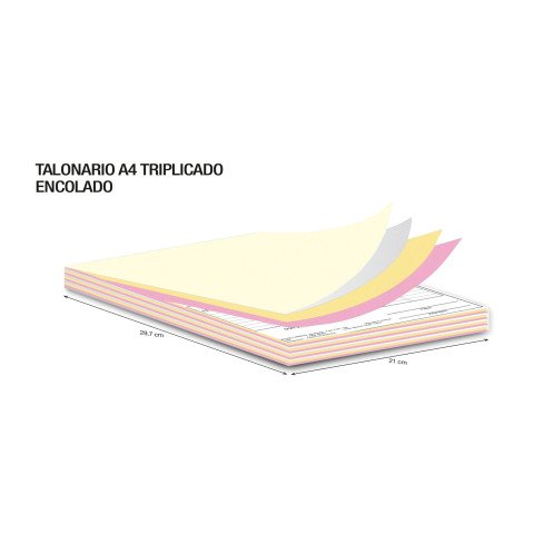 Talonarios personalizados A4 triplicado y encolado 1+0 tintas