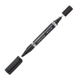 Permanenter Markierstift Staedtler Lumocolor Duo Kegelspitze fein 0,6 mm und Keilspitze 1,5 bis 4 mm schwarz