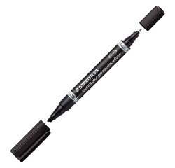Permanente marker Staedtler Lumocolor duo kegelpunt fijn 0,6 mm en schuine punt 1,5 tot 4 mm zwart