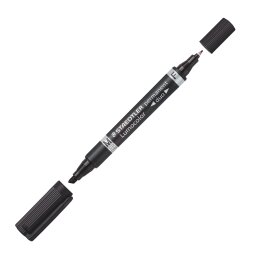 Permanent marker Staedtler Lumocolor duo conical point fine 0,6 mm and slanted point 1,5 to 4 mm black