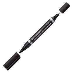 Marqueur permanent Staedtler Lumocolor Duo 3488 pointes ogive fine 0,6 mm et biseautée 1,5 à 4 mm noir