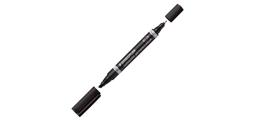 Marqueur permanent Staedtler Lumocolor duo pointes ogive fine 0,6 mm et biseautée 1,5 à 4 mm