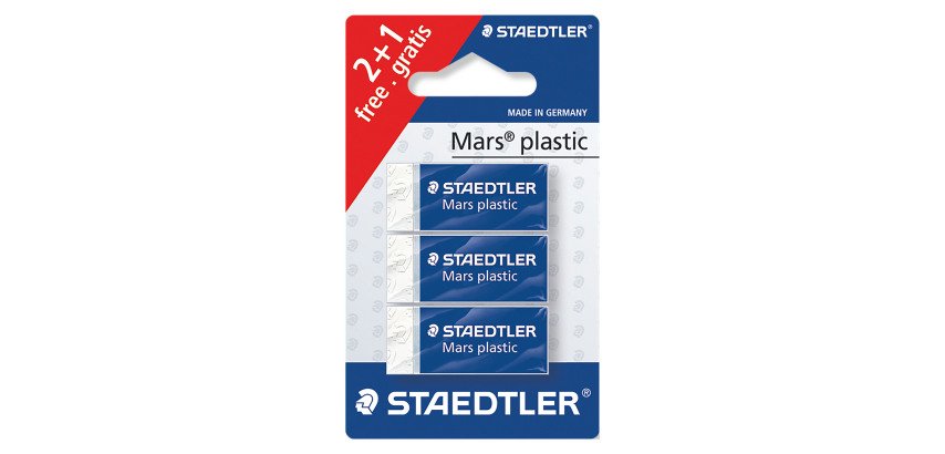 Pack de 2 mini gommes Mars plastic Staedtler + 1 offerte