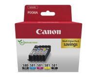 Canon PGI 580 + PGI 581 + CLI 581 Pack 5 cartuchos originales 2 negros + 3 colores (250 + 200 + 3 x 250 páginas) 