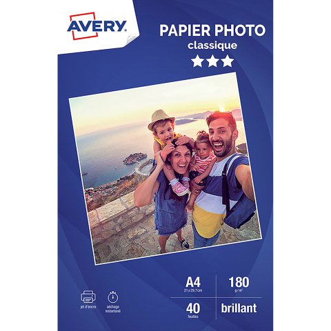Papel fotográfico de inkjet Avery A4 180 g - 40 hojas