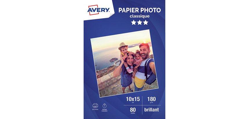Papier photo Avery 10 x 15 cm 180 g - 80 feuilles