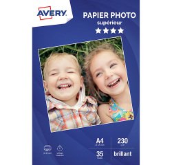 Papel fotográfico brillante Avery A4 230 g - 35 hojas