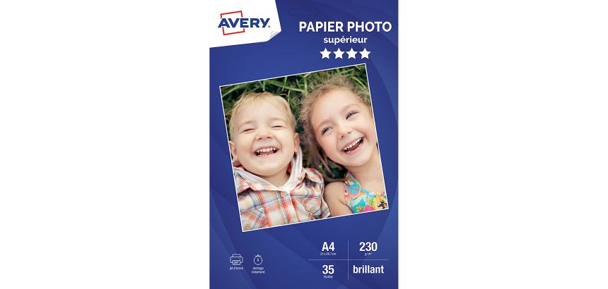 Papier photo brillant Avery A4 230 g - 35 feuilles