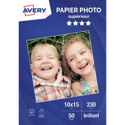Papier photo brillant Avery 10 x 15 cm 230 g - 50 feuilles