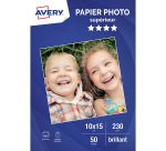 Papier photo brillant Avery 10 x 15 cm 230 g - 50 feuilles