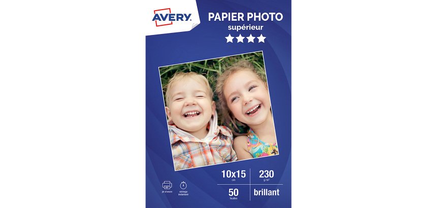 Papier photo brillant Avery 10 x 15 cm 230 g - 50 feuilles