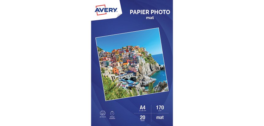 Papier photo pour impressions jet d'encre Avery A4 170 g - 20 feuilles