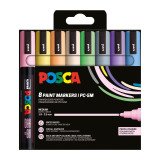 Marqueur Posca PC5M couleurs pastel assorties pointe conique 1,8 à 2,5 mm - Etui de 8